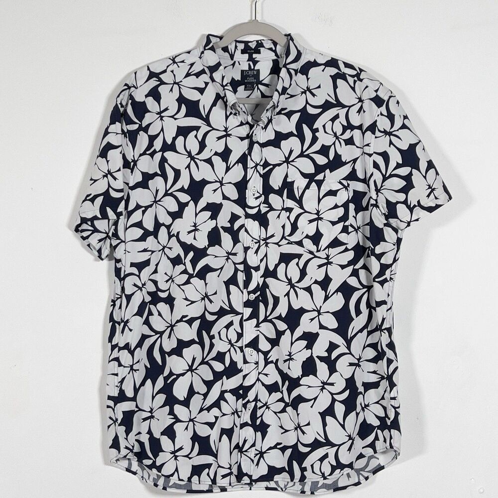 J. Crew Flex Washed Slim Fit Button Down Shirt Sz XXL Floral Short Sleeve